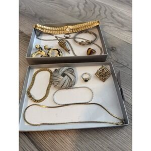 Vintage Jewelry Lot Brooch Rings Bracelet Watch Necklace